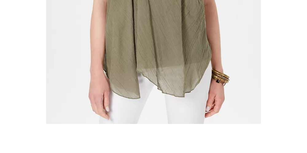 Top feminino estilo &amp; co com bainha em lenço, verde, tamanho XX-G