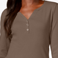 Karen Scott Top Henley de Algodão Feminino Castanho Tamanho P