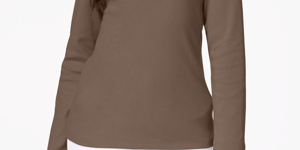 Karen Scott Top Henley de Algodão Feminino Castanho Tamanho P