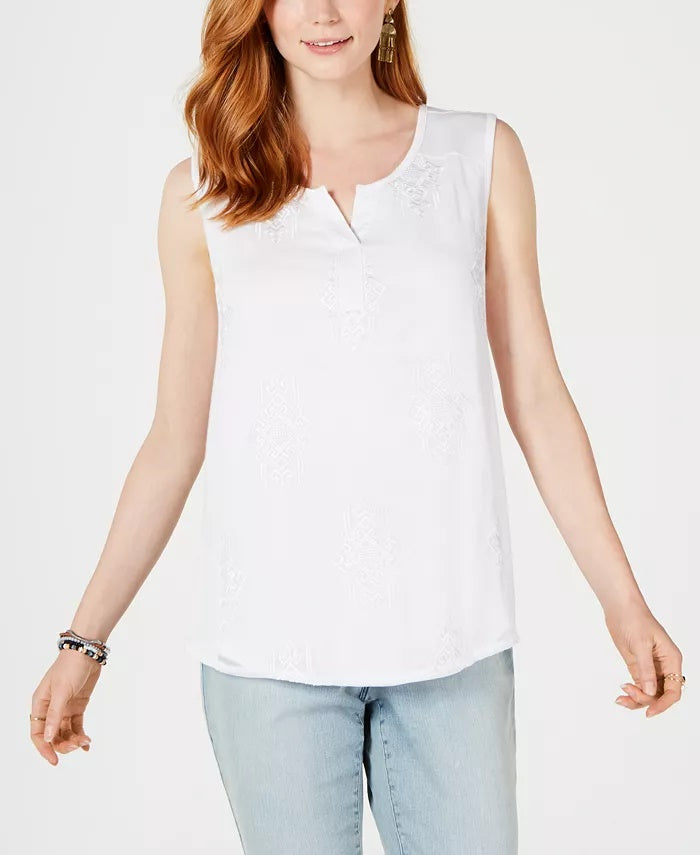 Top sem mangas com decote em joia feminino Style &amp; Co, tamanho extragrande, amarelo, tamanho extragrande