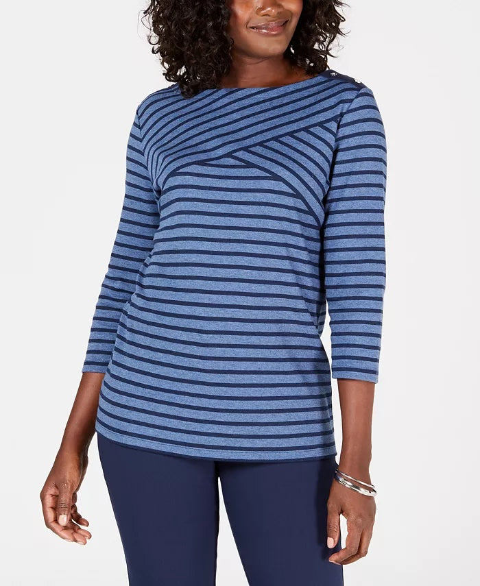 Karen Scott Top Listrado Feminino Azul Tamanho Pequeno Pequeno
