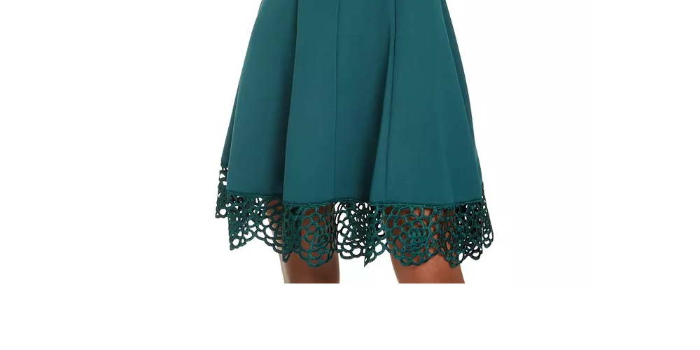 Vestido Scuba Fit &amp; Flare Donna Ricco Feminino Verde Tamanho 8