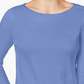 Charter Club Petite Pima Cotton Top de Ombro com Botões Feminino Azul Tamanho - Petite L