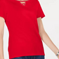 Karen Scott Top Feminino Petite Cotton com Tachas e Decote em V, Azul-marinho, Tamanho Médio