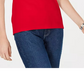 Karen Scott Top Feminino Petite Cotton com Tachas e Decote em V, Azul-marinho, Tamanho Médio