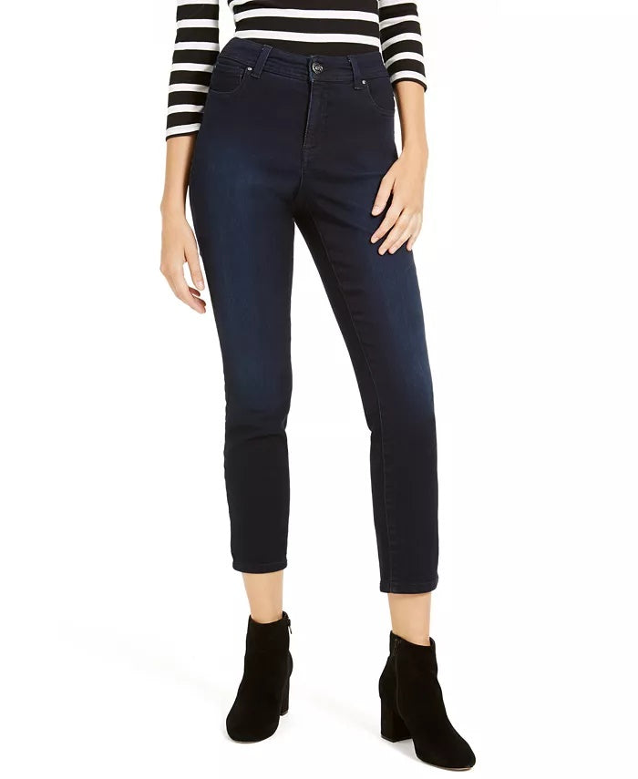Calça jeans feminina skinny e curvilínea com controle de barriga, da INC International Concepts, tamanho 0, azul
