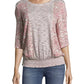 Blusa feminina John Paul Richard com estampa de listras e bainha rosa, tamanho pequeno