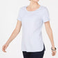 Karen Scott Blusa feminina de manga curta com bainha curta, branca, tamanho XX-G