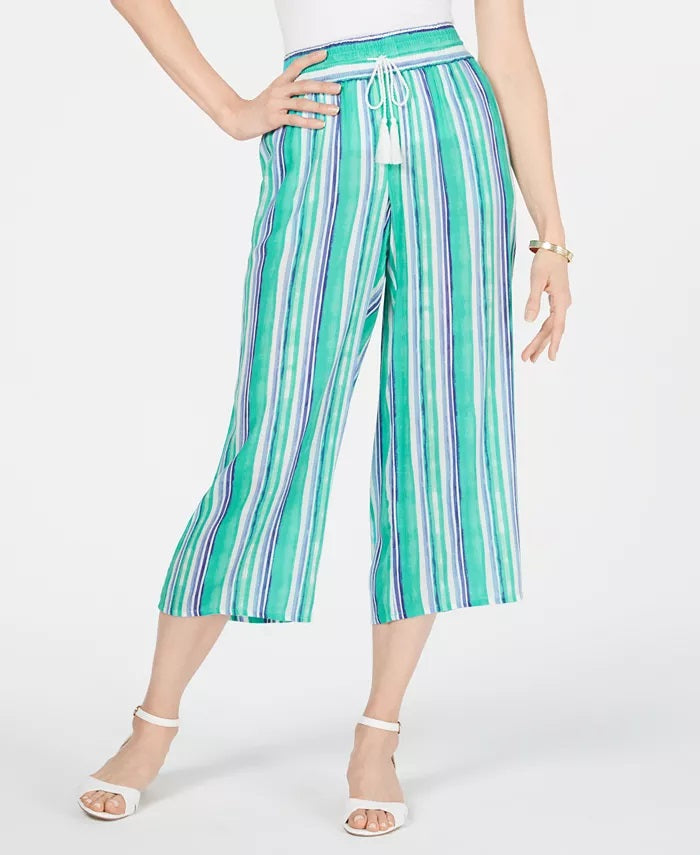Calça Capri Listrada Feminina Charter Club, Verde, Tamanho Grande
