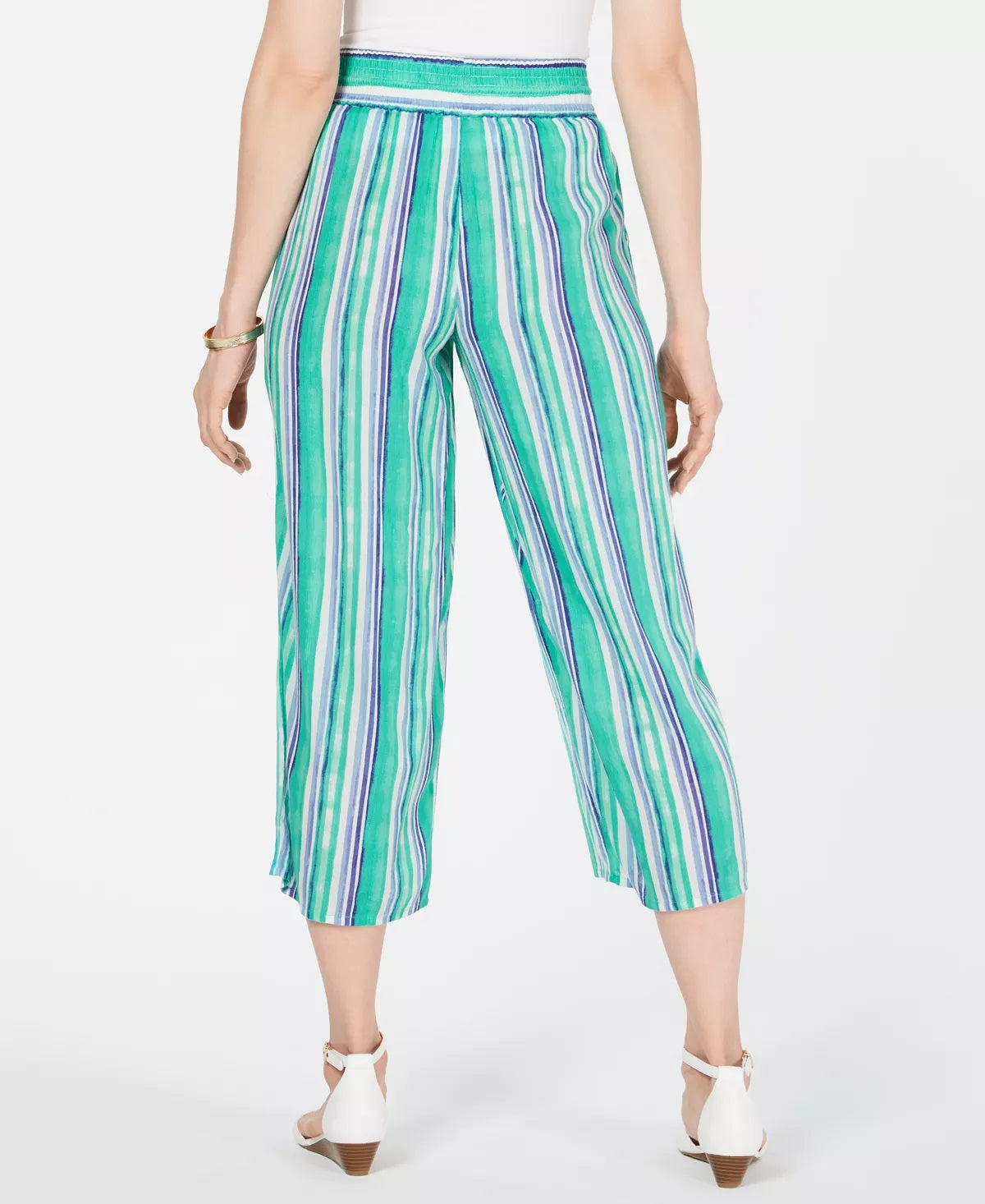 Calça Capri Listrada Feminina Charter Club, Verde, Tamanho Grande