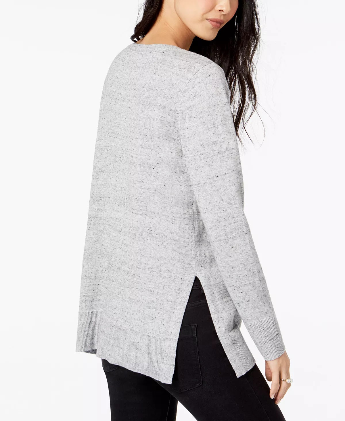 Suéter feminino de algodão com gola redonda Maison Jules, rosa, tamanho médio