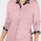 Cardigan feminino com gola redonda Charter Club rosa tamanho pequeno pequeno