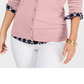 Cardigan feminino com gola redonda Charter Club rosa tamanho pequeno pequeno