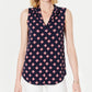 Blusa estampada feminina Charter Club Petite com decote em V, azul, tamanho PXL