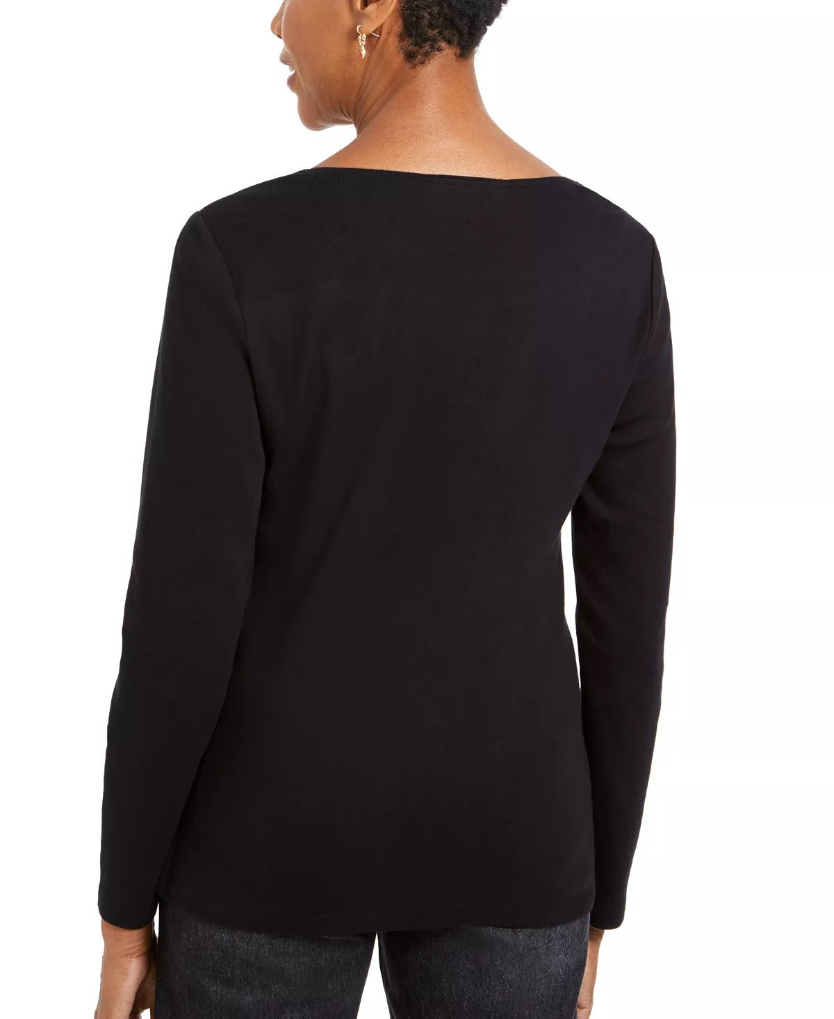 Camisa feminina Karen Scott Candy Cane com lantejoulas, preta, tamanho X-S