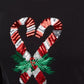 Camisa feminina Karen Scott Candy Cane com lantejoulas, preta, tamanho X-S