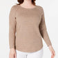 Karen Scott Blusa feminina de algodão mesclado com bainha curva, marrom, tamanho XX-G