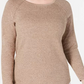Karen Scott Blusa feminina de algodão mesclado com bainha curva, marrom, tamanho XX-G
