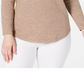 Karen Scott Blusa feminina de algodão mesclado com bainha curva, marrom, tamanho XX-G