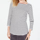 Charter Club Petite Pima Cotton Women's Top com estampa de botões e ombros, branco, tamanho Petite XL