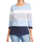 Karen Scott Sport Top Feminino Colorblocked com Botões nos Ombros Azul Tamanho P