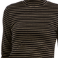 Blusa feminina listrada com gola alta Charter Club, preta, tamanho X-S