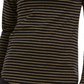 Blusa feminina listrada com gola alta Charter Club, preta, tamanho X-S