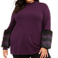 Suéter feminino Alfani plus size com gola simulada e punhos de pele sintética, roxo, tamanho 1X