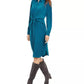 Vestido camisa feminino Alfani Petite com amarração frontal, verde, tamanho 14 Petite