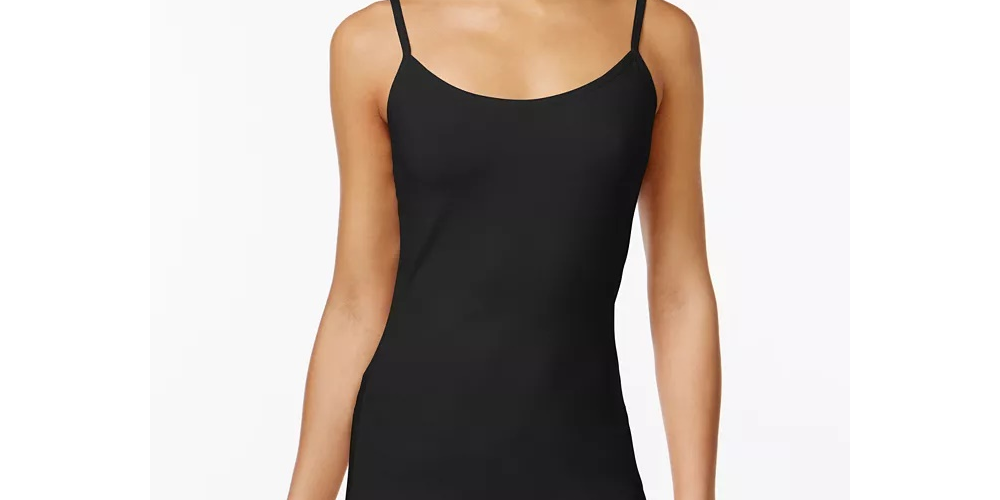 Planet Gold Regata feminina preta elástica com alças finas ajustáveis ​​e decote redondo, tamanho grande, preta, para jovens