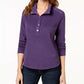 Karen Scott Sport Feminino Gola Asa Botão Frente Blusa Roxo Tamanho XS