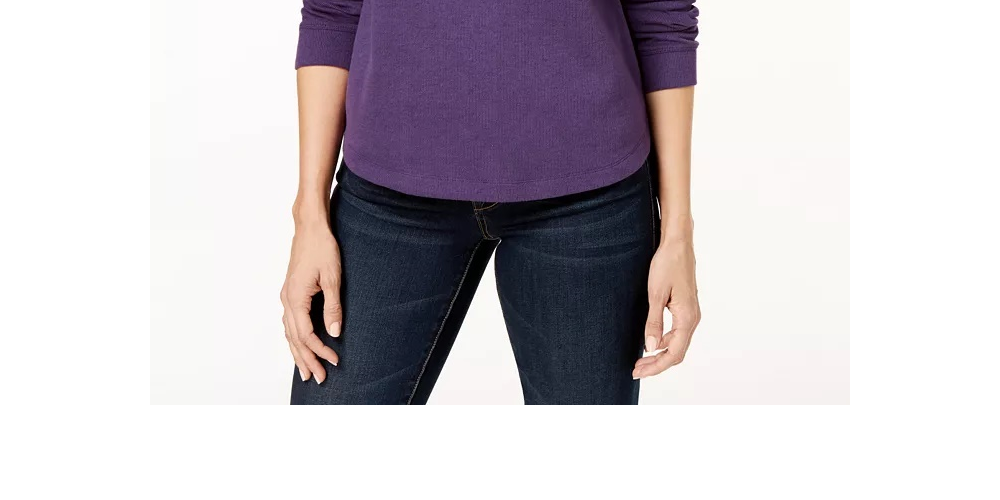 Karen Scott Sport Feminino Gola Asa Botão Frente Blusa Roxo Tamanho XS