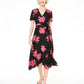 Vestido envelope estampado pequeno Alfani feminino, preto, tamanho 10 pequeno