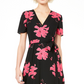 Vestido envelope estampado pequeno Alfani feminino, preto, tamanho 10 pequeno