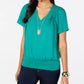 Blusa plissada Thalia Sodi feminina verde tamanho X-G