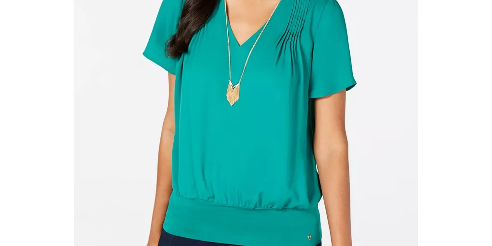 Blusa plissada Thalia Sodi feminina verde tamanho X-G