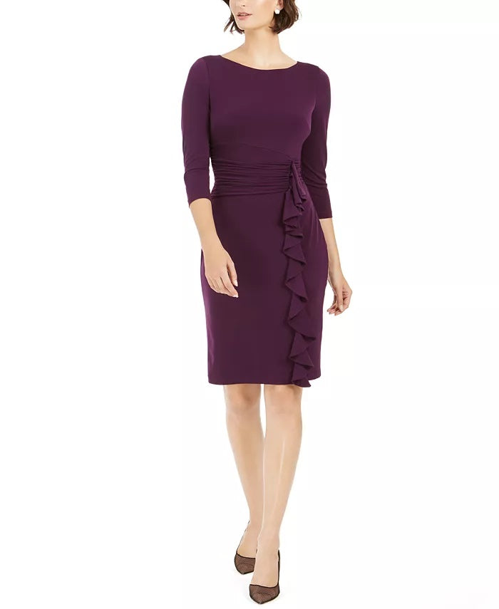 Vestido tubinho com babados Jessica Howard feminino, roxo, tamanho 16
