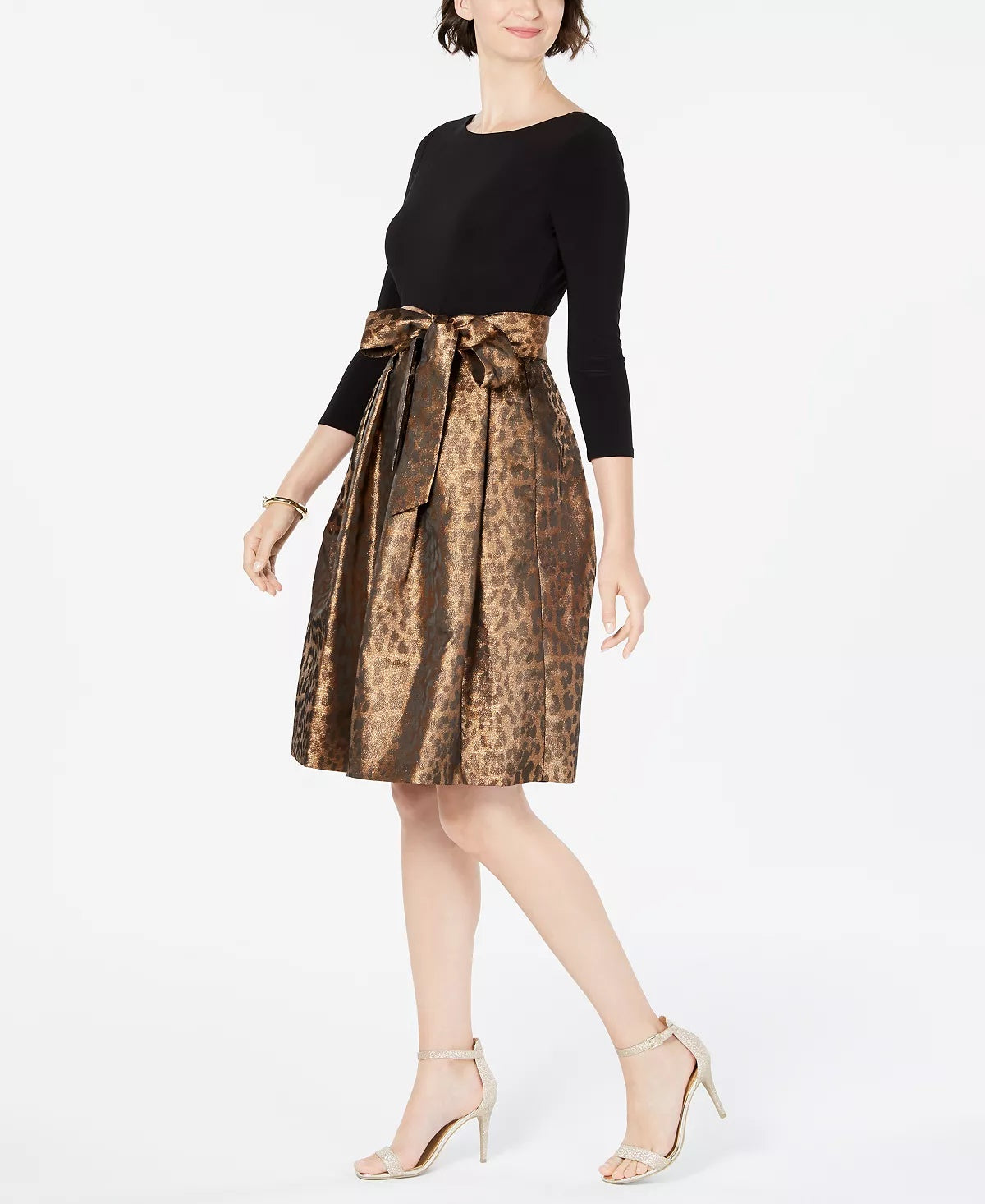 Vestido feminino Jessica Howard com estampa animal e corte justo e flare, tamanho 16, vermelho