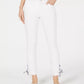 Calça jeans skinny feminina Charter Club com cadarço xadrez, branca, tamanho quadrado 18