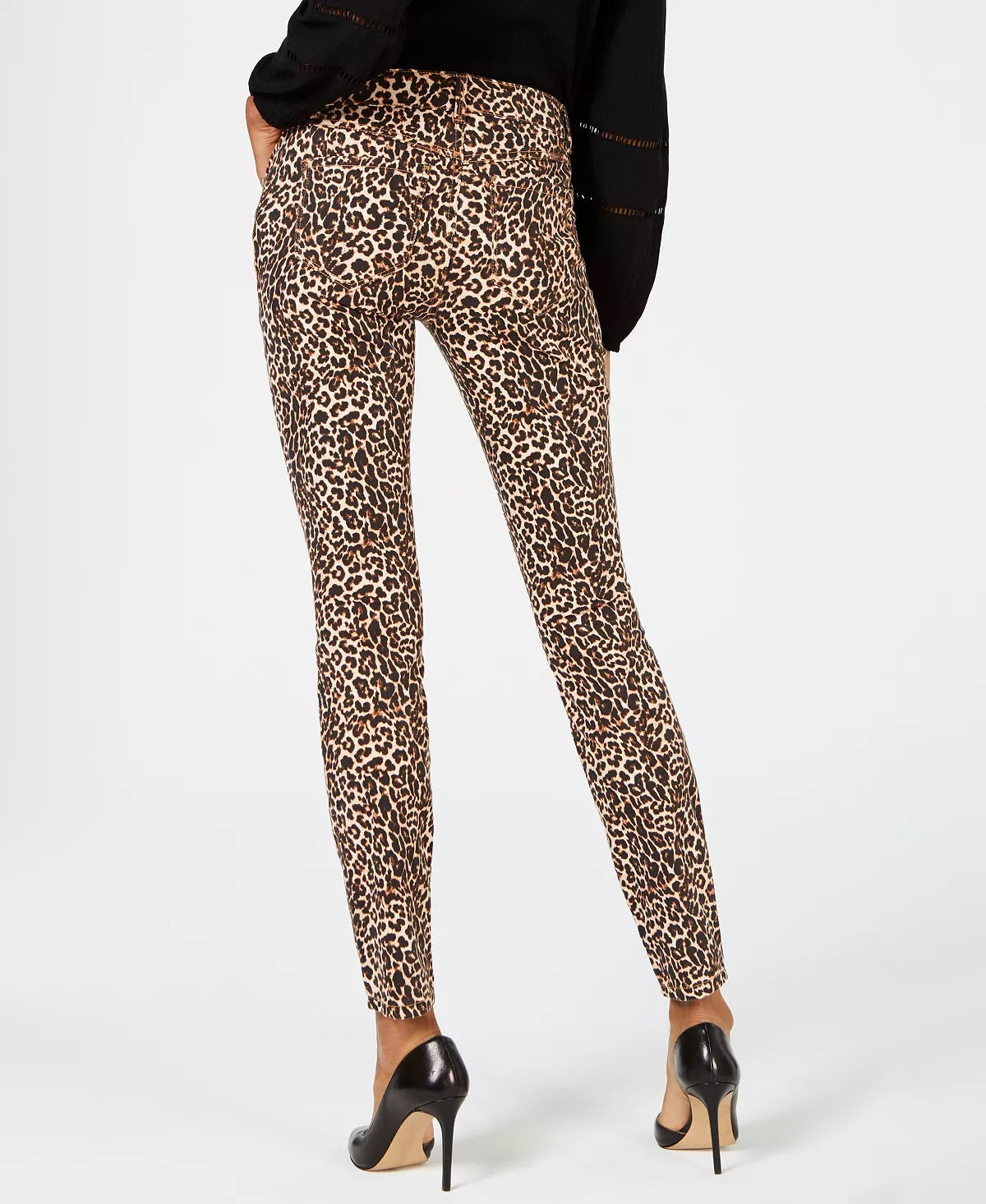 Calça jeans skinny feminina com estampa de leopardo da INC International Concepts, marrom, tamanho 12, pequena