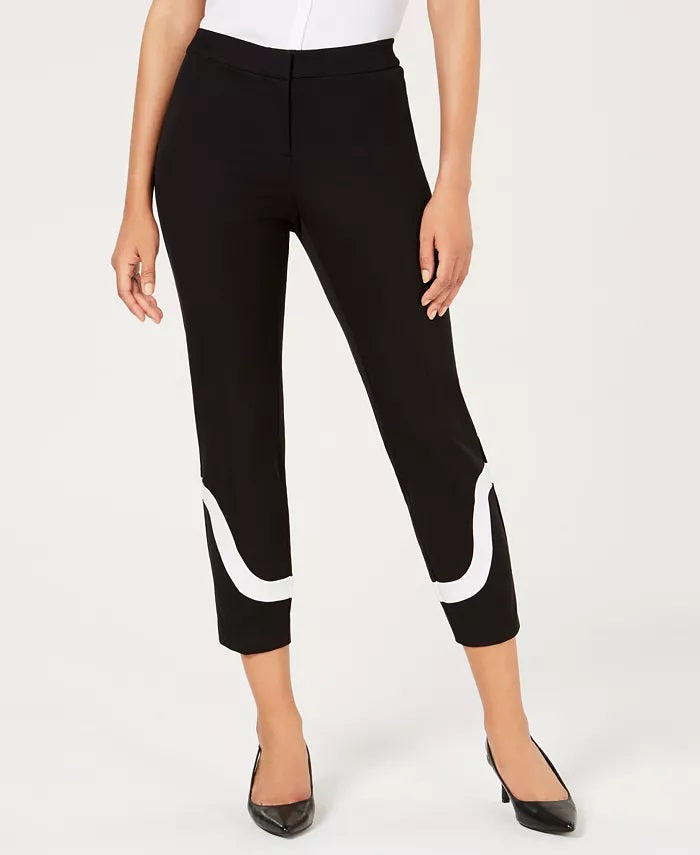 Calça Alfani Feminina Petite Colorblocked no Tornozelo Preta Tamanho 2 Petite