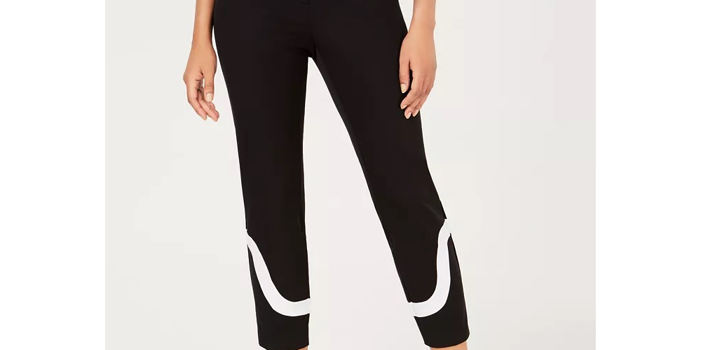 Calça Alfani Feminina Petite Colorblocked no Tornozelo Preta Tamanho 2 Petite