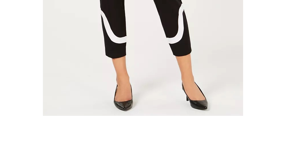 Calça Alfani Feminina Petite Colorblocked no Tornozelo Preta Tamanho 2 Petite
