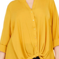 Camisa feminina plus size com frente torcida da INC International Concepts, amarela, tamanho 0X