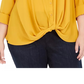 Camisa feminina plus size com frente torcida da INC International Concepts, amarela, tamanho 0X