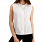 Blusa feminina Alfani lisa sem mangas com decote em joia e botões, branca, tamanho grande