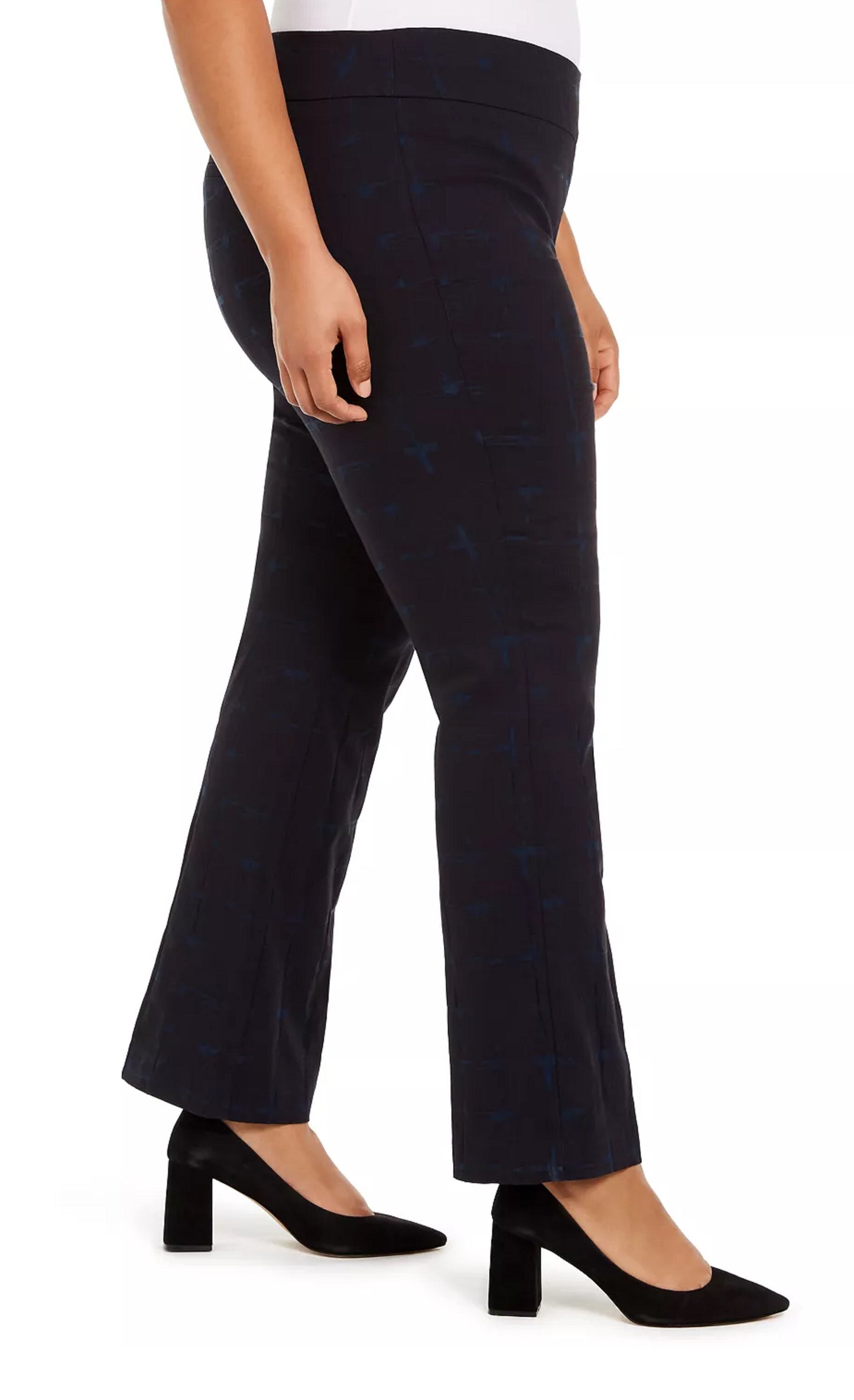 Calça xadrez Alfani feminina, azul marinho, tamanho 14W