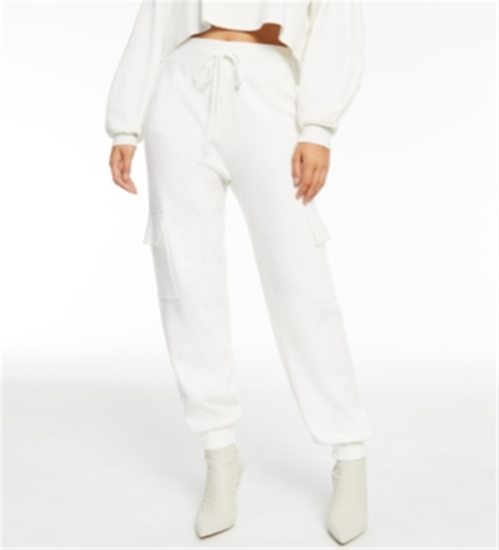Calça jogger feminina cargo cintura alta INC International Concepts, branca, tamanho XS
