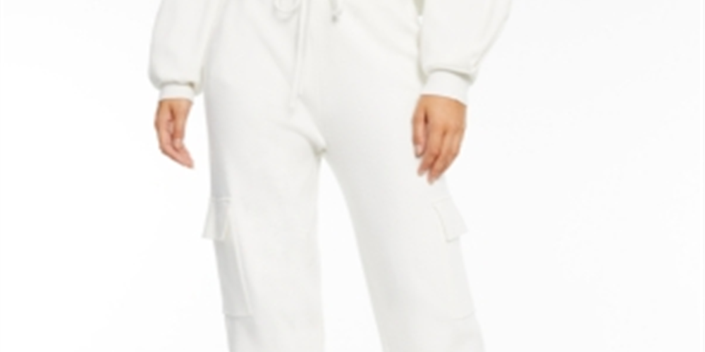 Calça jogger feminina cargo cintura alta INC International Concepts, branca, tamanho XS