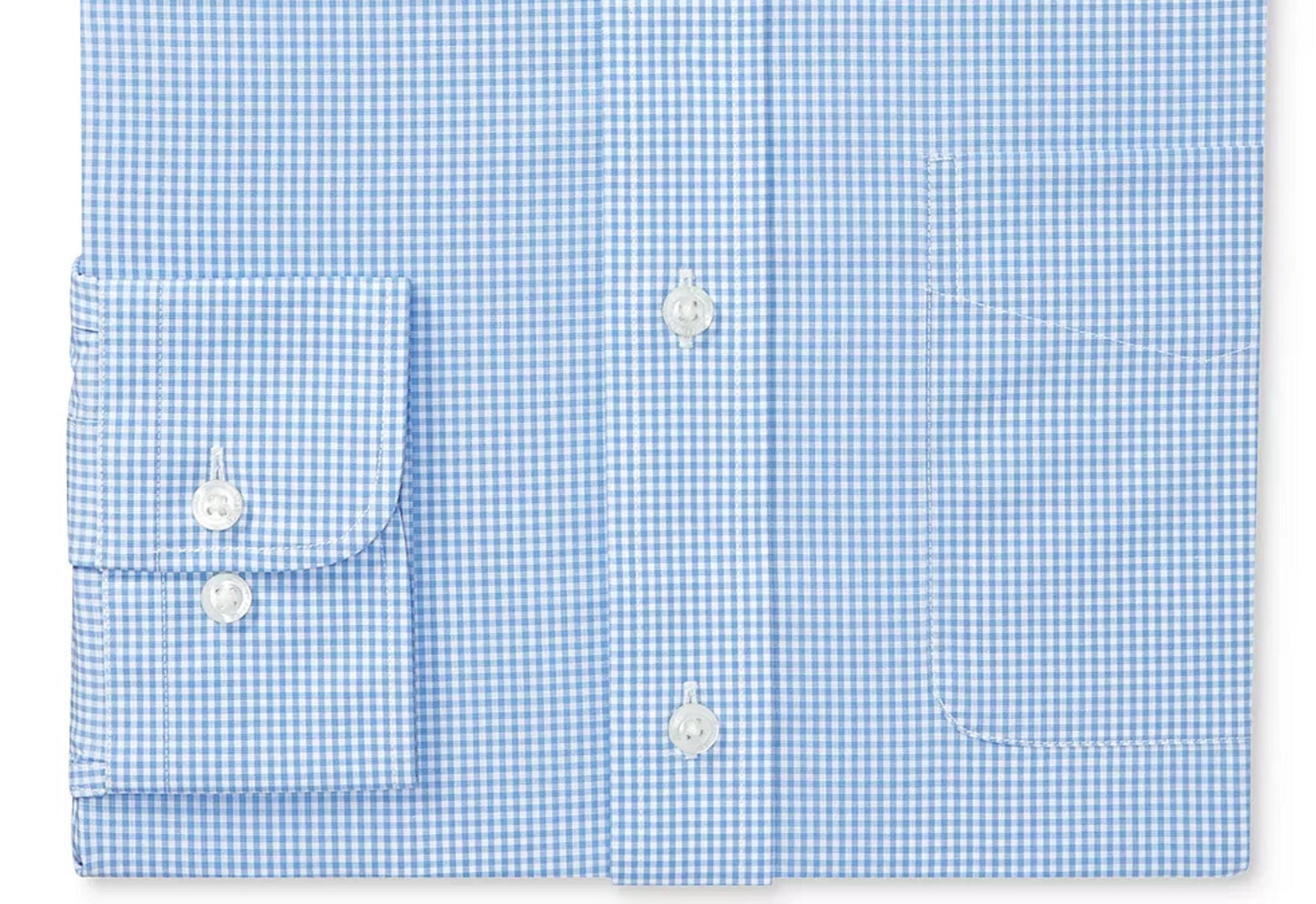 Camisa social Ralph Lauren Masculina Classic Regular Fit, sem passar a ferro, xadrez, azul, tamanho 17x34x35